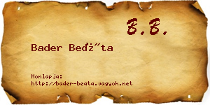Bader Beáta névjegykártya